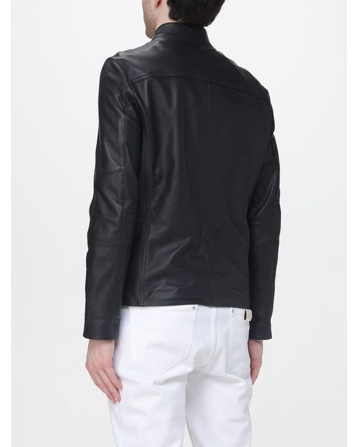 Michael Kors Blue Nappa Racer Biker Jacket for men