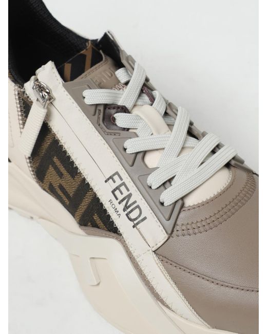 Fendi Multicolor Flow Leather And Jacquard Fabric Sneakers With Zip