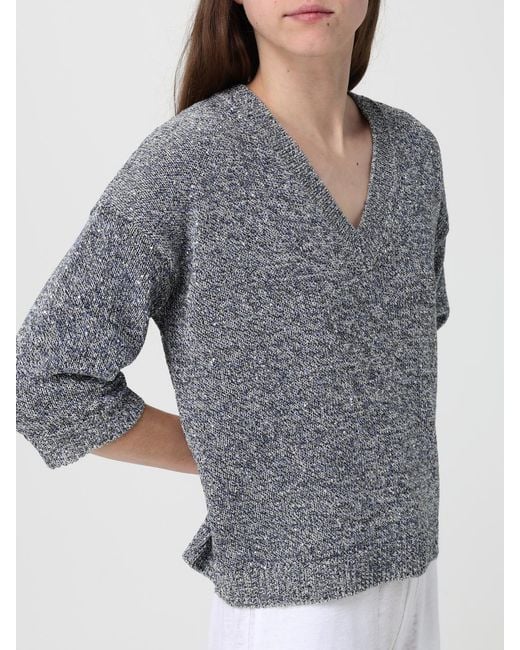 Kangra Gray Cotton Blend V-Neck Sweater