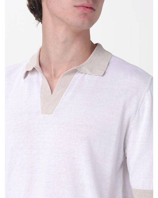 Eleventy White Linen And Cotton Polo Shirt for men