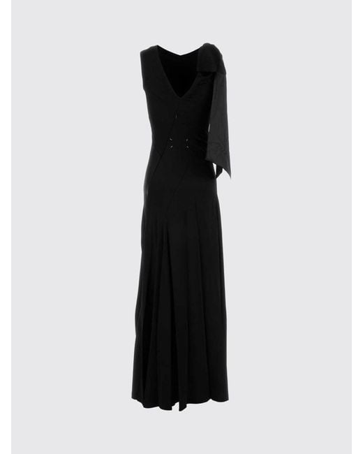 Maison Margiela Black Satin Dress With Bow