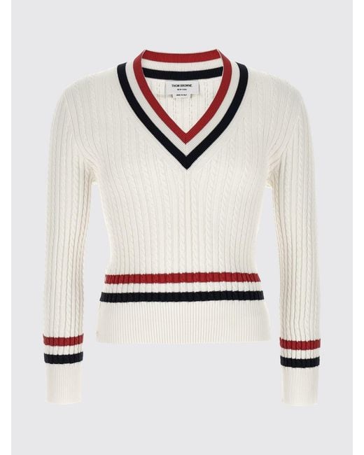 Thom Browne White Cotton Sweater for men