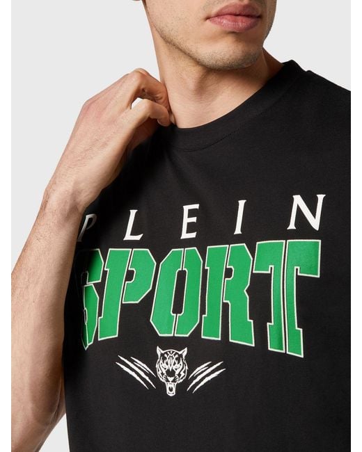 Philipp Plein Black Slim Fit Cotton T-Shirt With Contrast Printed Logo for men