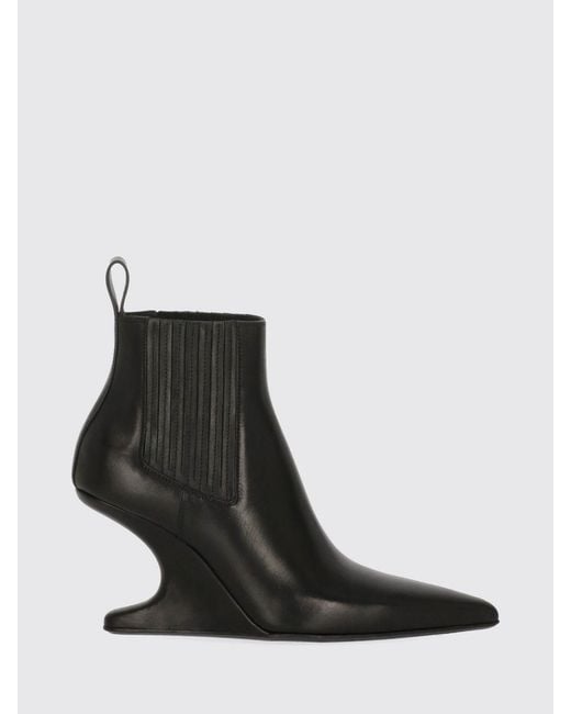 Rick Owens Black Calfskin Leather Chelsea Boots With Sculptural High Heel
