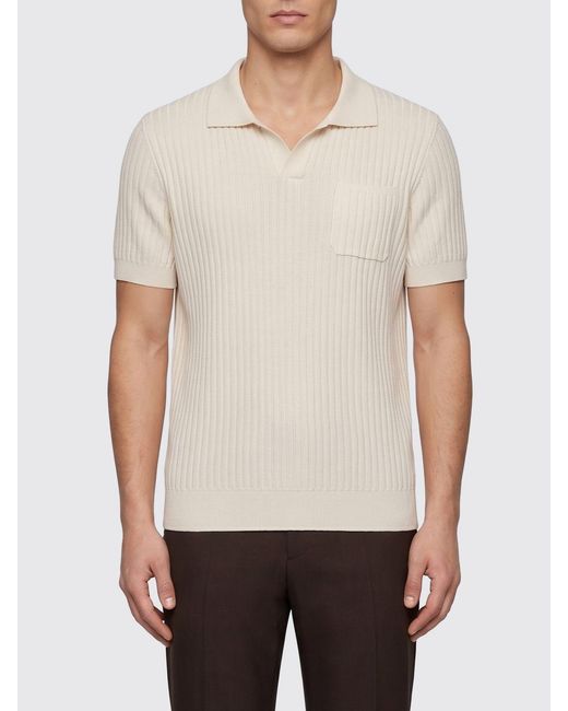 Roberto Collina White Knitted Polo Shirt for men