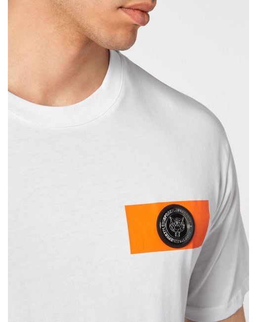 Philipp Plein White Short-Sleeved Cotton T-Shirt With Contrasting Logo for men