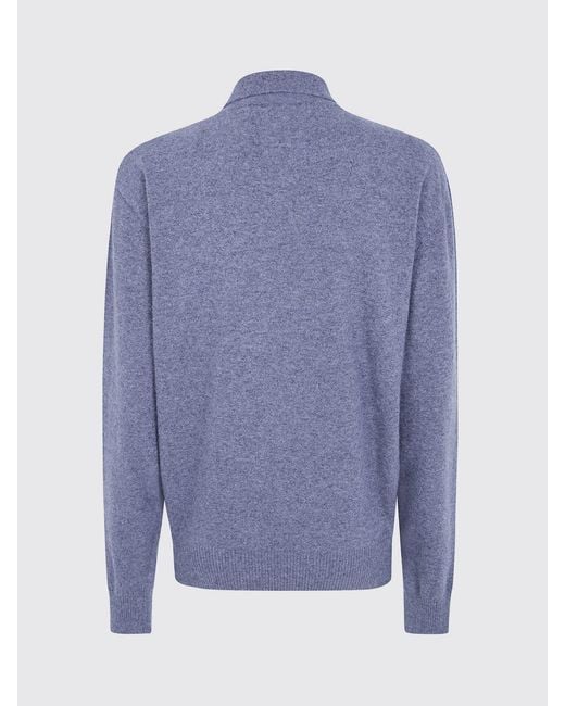 Rohe Blue Argyle Long-Sleeved Knit Polo