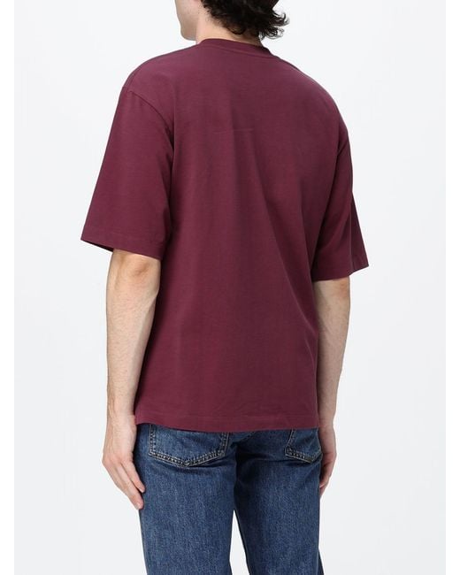 DSquared² Purple Crewneck Cotton T-Shirt With Contrasting Front Logo Print for men