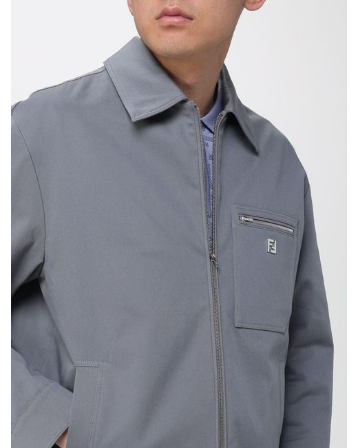 Fendi Blue Cotton Overshirt for men
