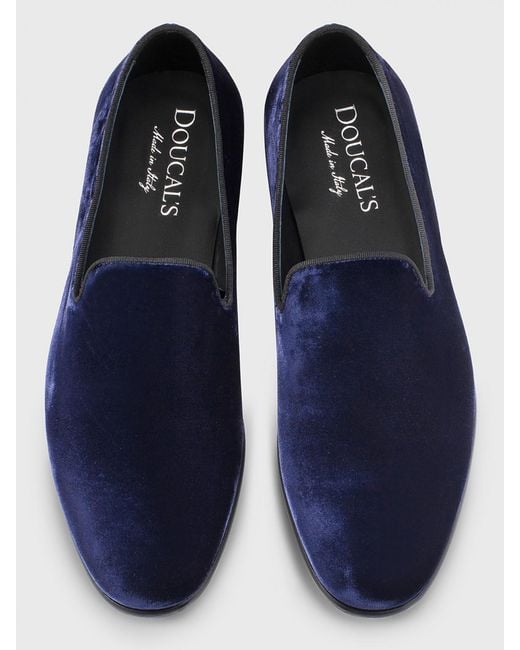 Doucal's Blue Velvet Loafers for men