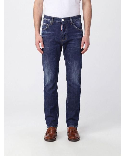 DSquared² Blue Mid-Rise Skinny Fit Stretch Denim Jeans With Button Closure for men