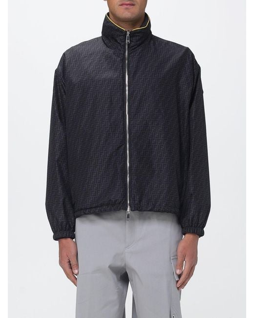 Fendi Blue Nylon Windbreaker With Hood for men