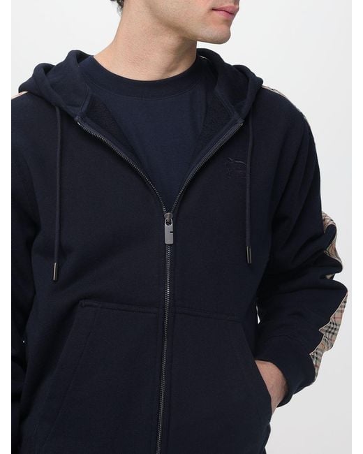 Burberry Blue Cotton Sweatshirt With Logo for men