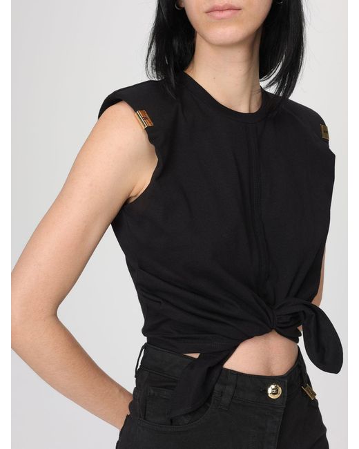 Elisabetta Franchi Black Cotton Cropped Top