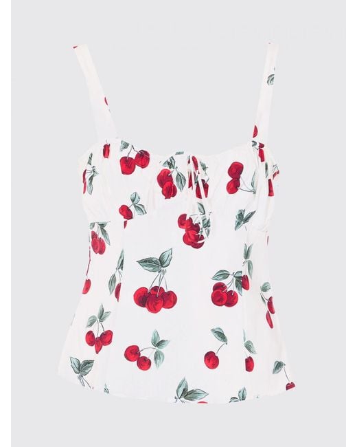 Twinset White Cotton Top With Fruit Print
