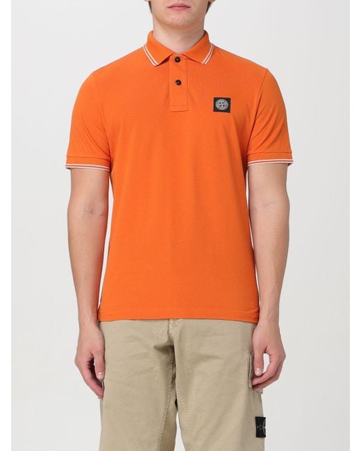 Stone Island Orange Polo Shirt for men