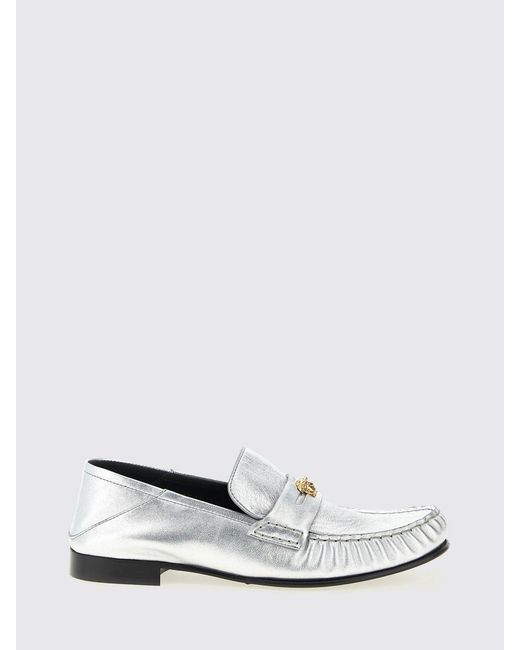 Versace White La Medusa Laminated Leather Loafers