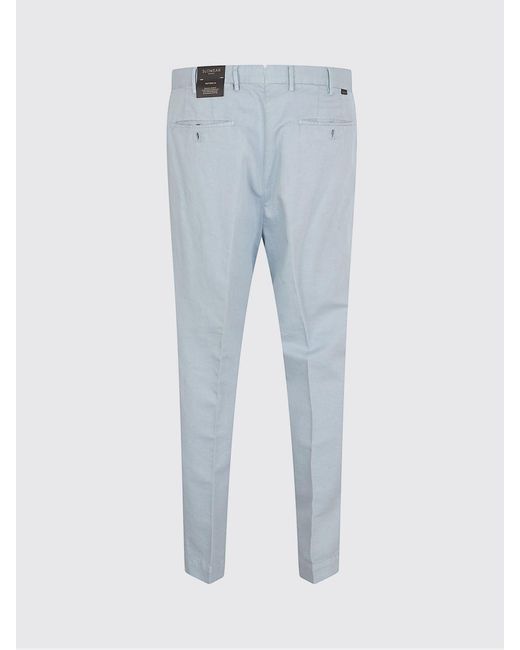 Incotex Blue Cotton Blend Chino Trousers for men