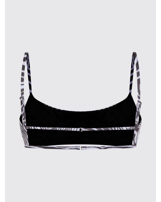 Blumarine Blue Zebra Print Stretch Polyester Bikini Top