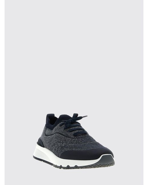 Brunello Cucinelli White Crochet Knit Sneakers for men