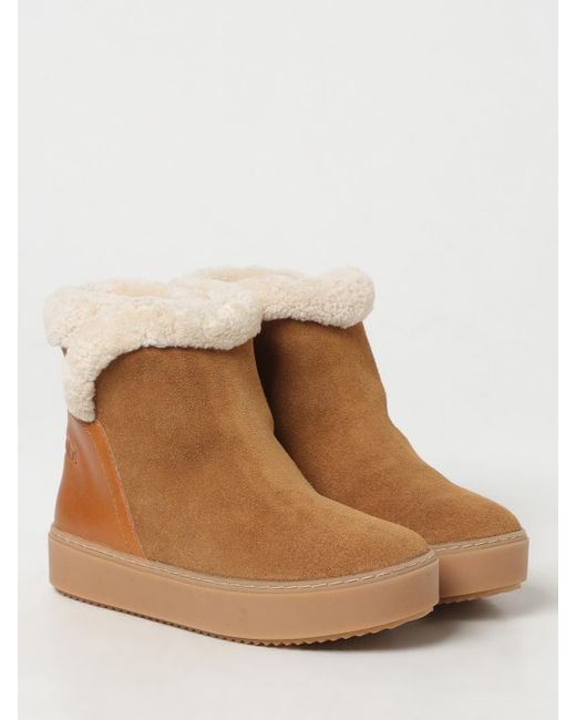 See By Chloé Brown Flat Ankle Boots
