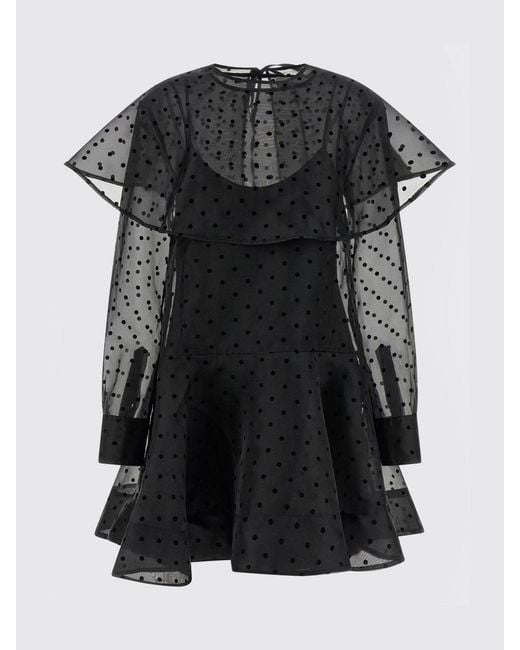 Ganni Black Polka Dot Tulle Dress