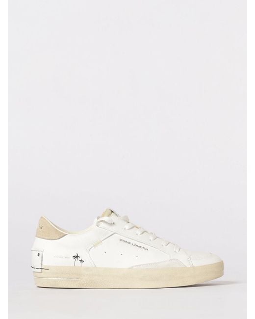Crime London White Sk8 Deluxe Leather Sneakers for men