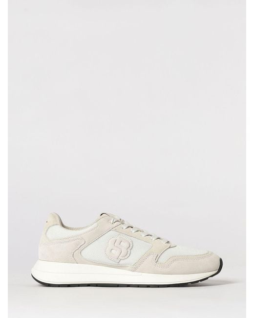 Boss White Mesh And Suede Sneakers for men