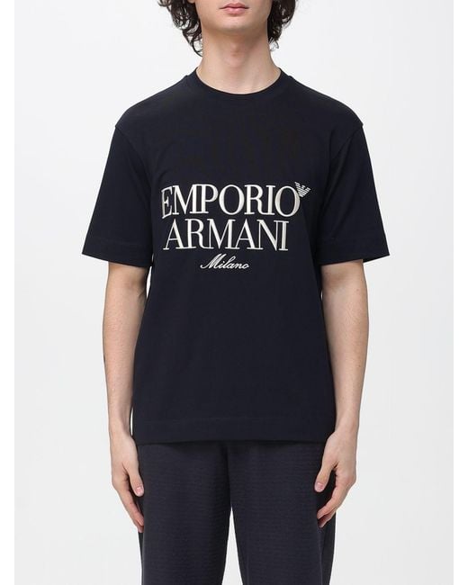 Emporio Armani Black Cotton T-Shirt With Logo for men