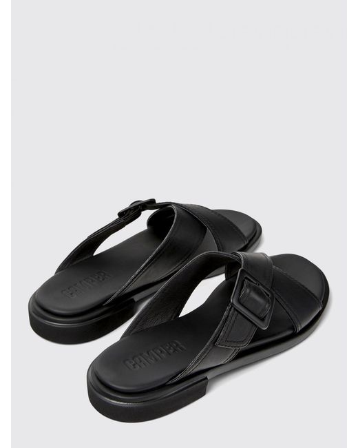 Camper Black Leather Buckle Sandals Casual Comfort