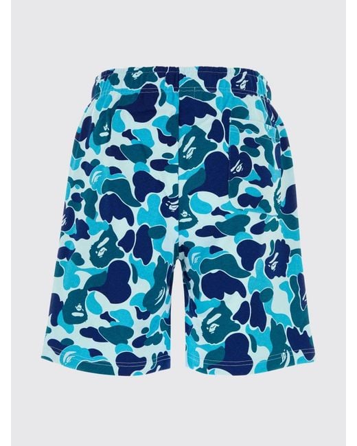A Bathing Ape Blue Abc Camo Shark Cotton Camouflage Shorts for men