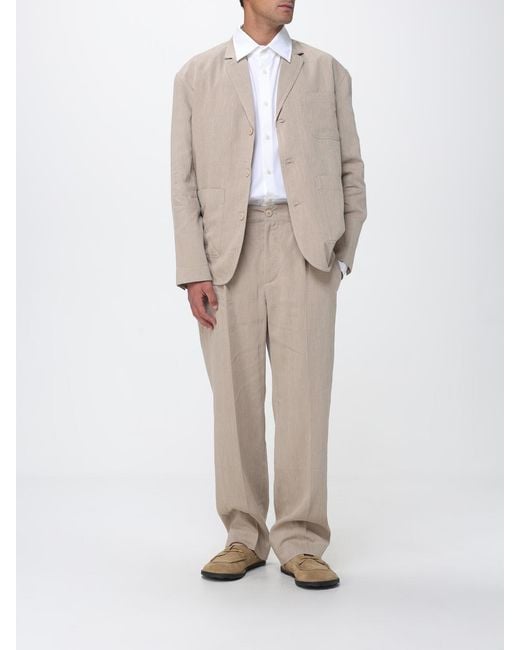 Jacquemus Natural Linen Blend Wide Leg Trousers for men