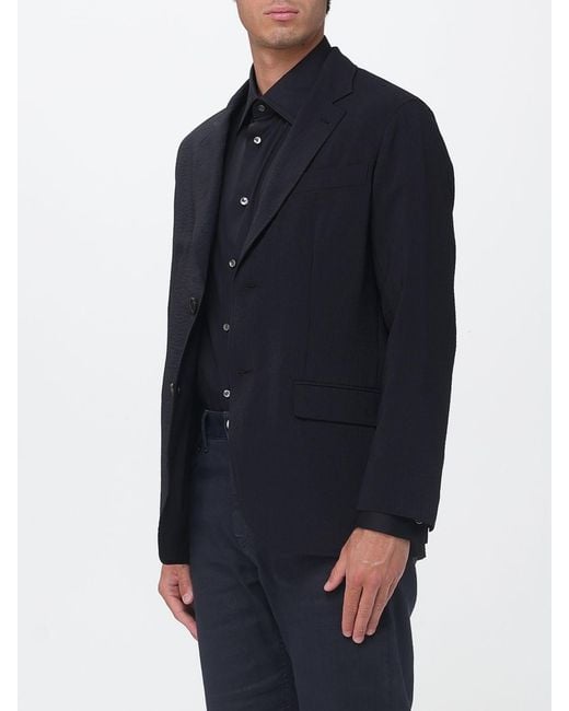 Emporio Armani Blue Single-Breasted Polyester Blazer for men