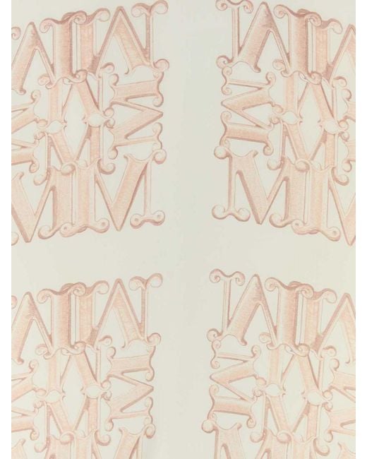 Max Mara White Monogram Print Silk Shirt With Classic Collar