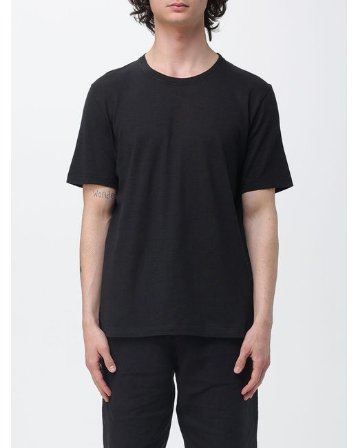 120% Lino Black Crew Neck T-Shirt for men