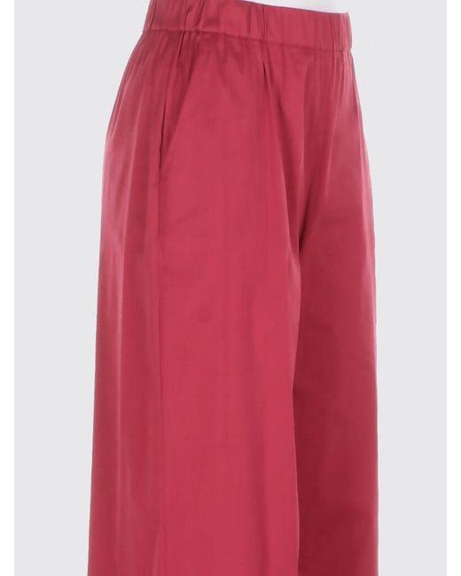 Max Mara Red Cotton Blend Palazzo Trousers By