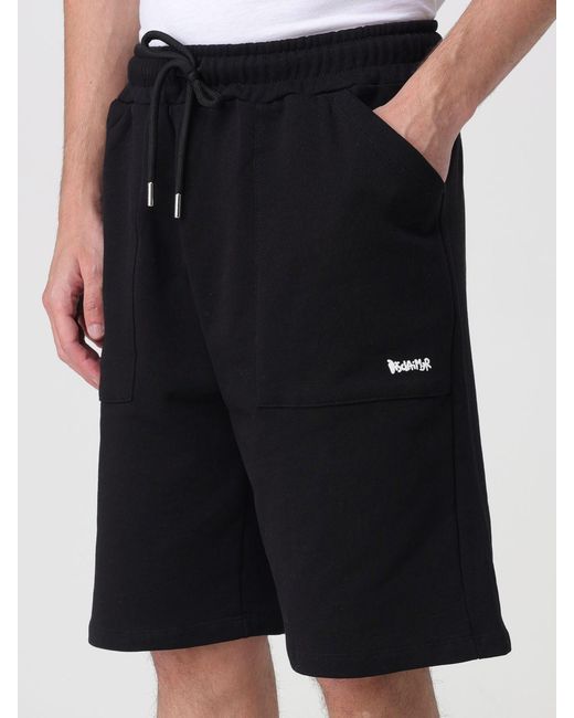 DISCLAIMER Black Cotton Jogger Shorts With Drawstring Waist for men