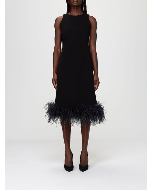 Max Mara Black Semito Dress With Feathers