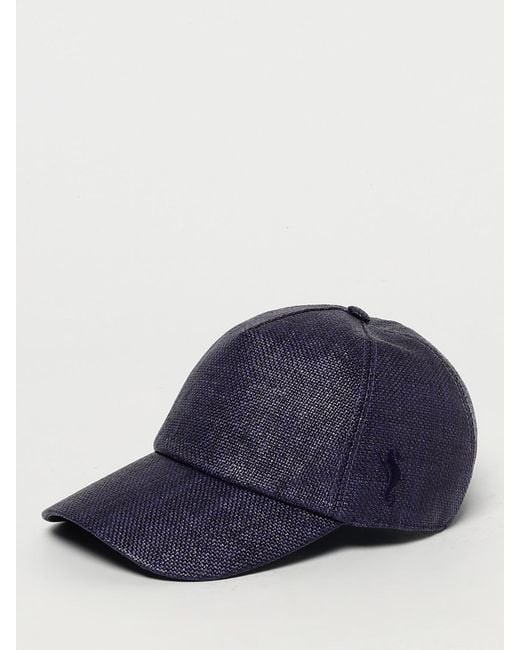 Kampos Blue Raffia And Cotton Hat for men