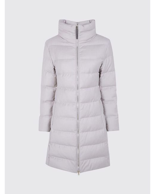 Herno Yellow Knee-Length Quilted Down Jacket