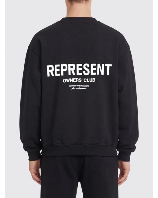 Represent Blue Cotton Crewneck Sweatshirt With Logo for men