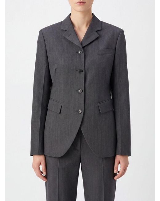 Jil Sander Gray Single-Breasted Slim Fit Cropped Blazer
