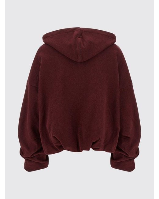 Dries Van Noten Red Oversized Cotton Zip-Up Hoodie With Kangaroo Pocket
