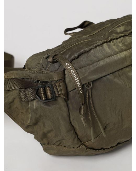 C P Company Green Nylon Utility Belt Bag With Adjustable Strap And Zip Pockets for men