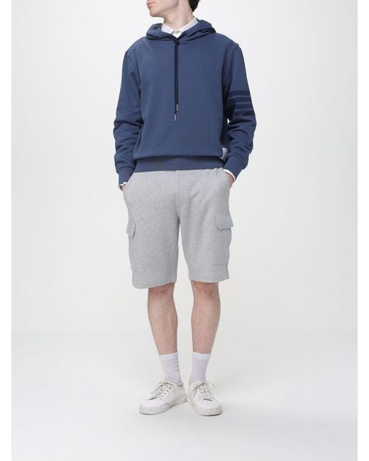 Thom Browne Blue Cotton Hoodie for men