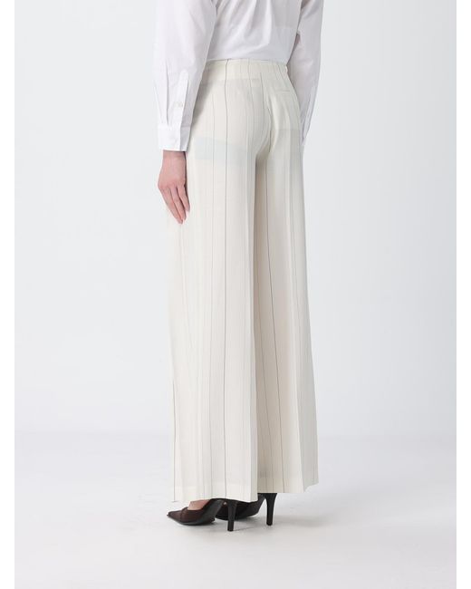 Semicouture White Adelina Pleated Pinstripe Viscose Trousers