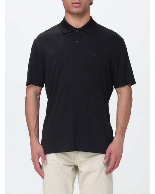 Emporio Armani Black Silk Blend Polo Shirt for men
