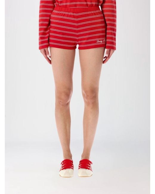 Sporty & Rich Sporty &Amp Rich Striped Cotton Culotte Shorts With Slim Fit And Embroidered Logo