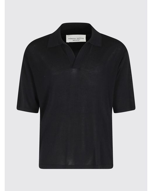 Roberto Collina Black Cotton Polo Shirt for men