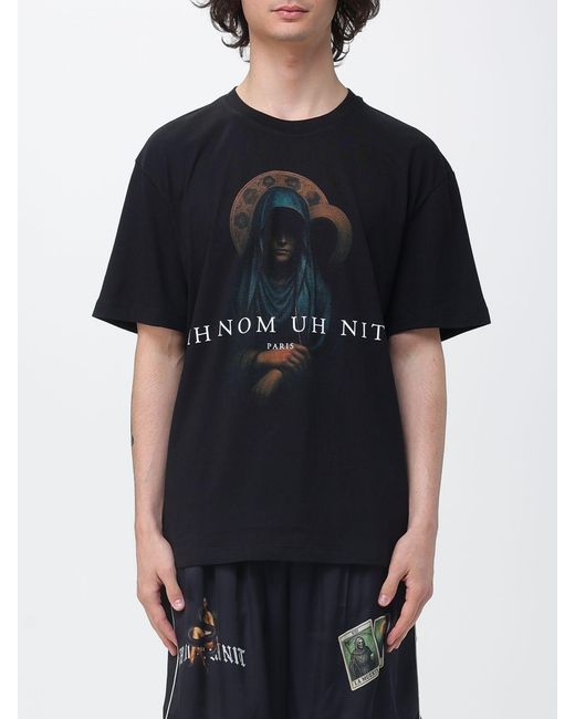 Ih Nom Uh Nit Black Printed Cotton T-Shirt for men